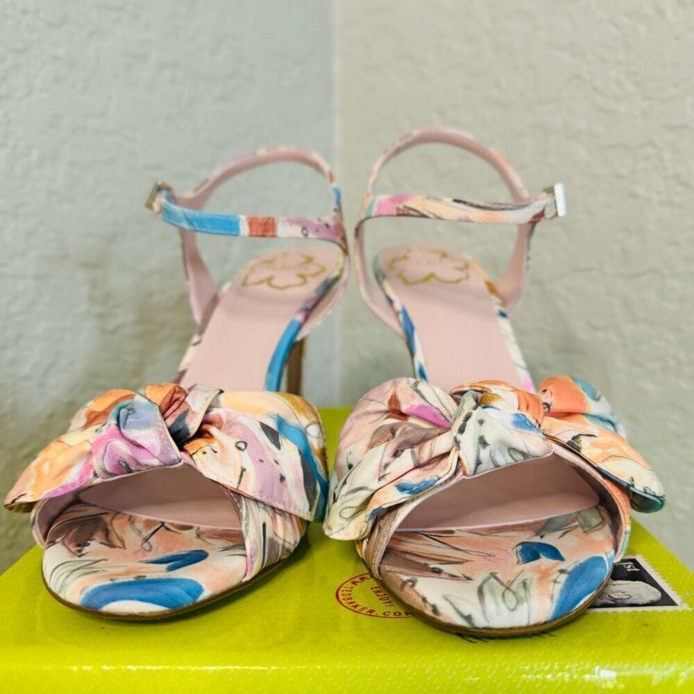 Ted Baker London Nestar Ankle Strap Heeled Sandal, Floral‎ Multi, Size 9.5 NWT - Picture 3 of 16